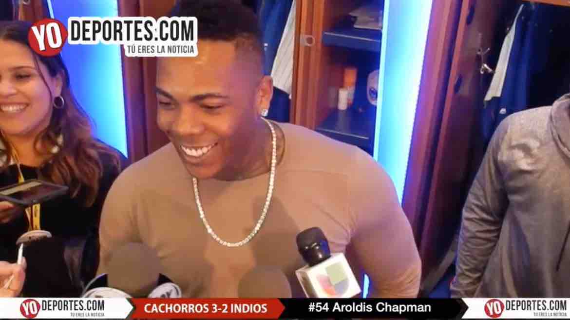 Cachorros siguen vivos gracias a Aroldis Chapman y viajan heridos a Cleveland