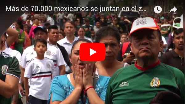 Más de 70.000 mexicanos se juntan en el zócalo para gritar los goles del Tri